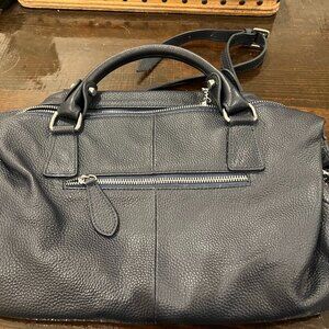 HeShe Navy Leather "Hobo" Purse